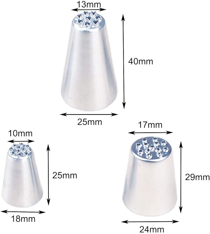 7 Pieces Large Piping Tips Set, 3Pieces Russian Grass Cream Tips DIY Decor Baking Tool and 7 Pieces leaf Stainless Steel Piping Nozzles Kit(17 Pieces)