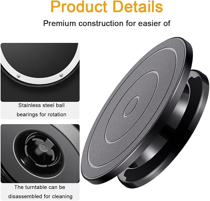 Cake Turntable, 11''Cake Stand Decorating Bakery Supplies, Turnable Black Painting Turn Table Stand for Pastries, Cupcakes and Cake Decorations(Black) (Black Small turntable 1PCS)