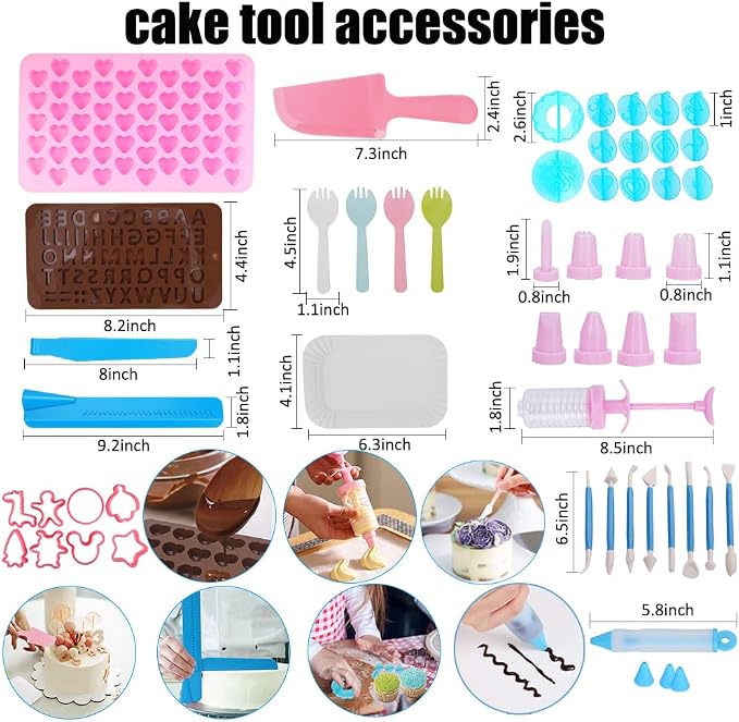 ake Decorating Kit, 672 Pcs Cake Decorating Supplies With Cake Carrier Holder Springform Pan Sets 3-Layer Toolbox Organizer Icing Piping Nozzles Cake Rotating Turntabl Baking Supplies Set Tools