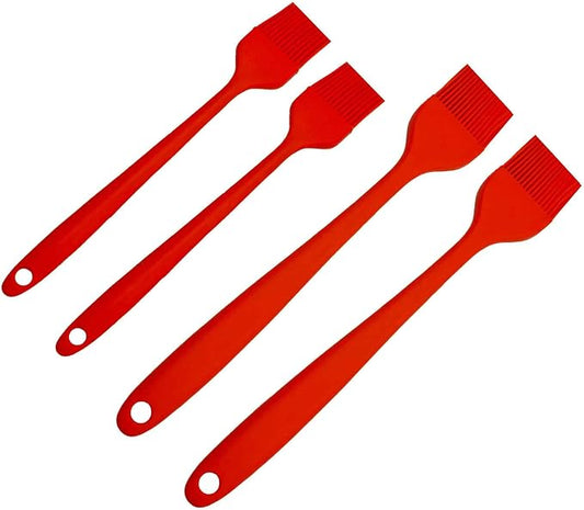 4PCS Heat Resistant Silicone Basting Brushes Cooking Brush, BPA Free Pastry Brush with Soft Bristles for Oil Butter Sauce BBQ Grill Kitchen Baking Dishwasher Safe(Red)