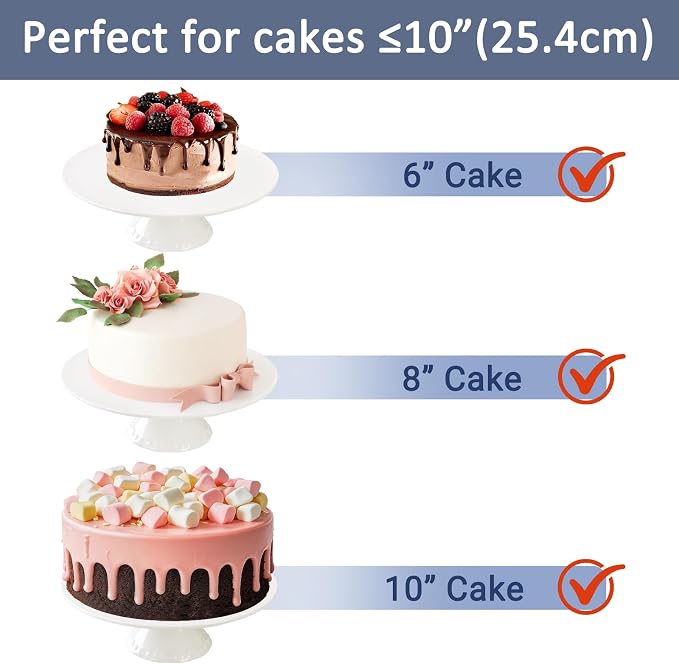 White Porcelain Cake Stand 10 Inch, Round Dessert Stand, Display Cupcake Stand for Party, Weddings, Birthday, Baby Shower