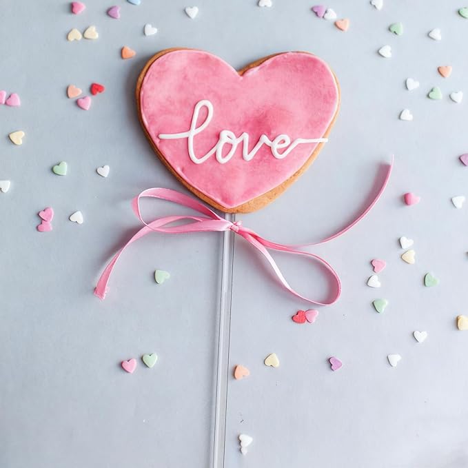 Beeveer 100 Pcs 10" Flat Clear Sticks for Cake Toppers Acrylic Candy Cake Pops Sticks Lollipop Reusable Candy Rods for DIY Cupcake Chocolate Cookie Dessert Decorations