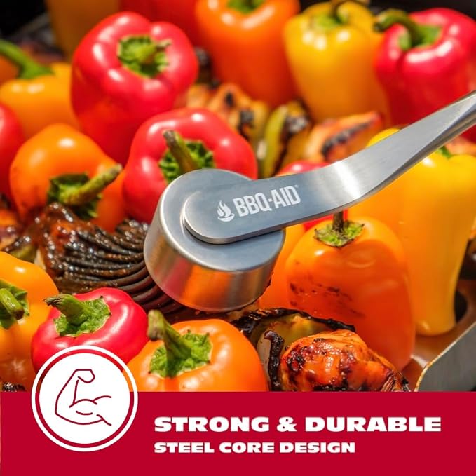 BBQ-AID Silicone Basting Brush for Grilling - Premium Acacia Wood Sauce Brush for BBQ & Smoking - Heat Resistant Marinade & Meat Brush - Dishwasher Safe Cooking Brush - Perfect For Fathers Day Gift