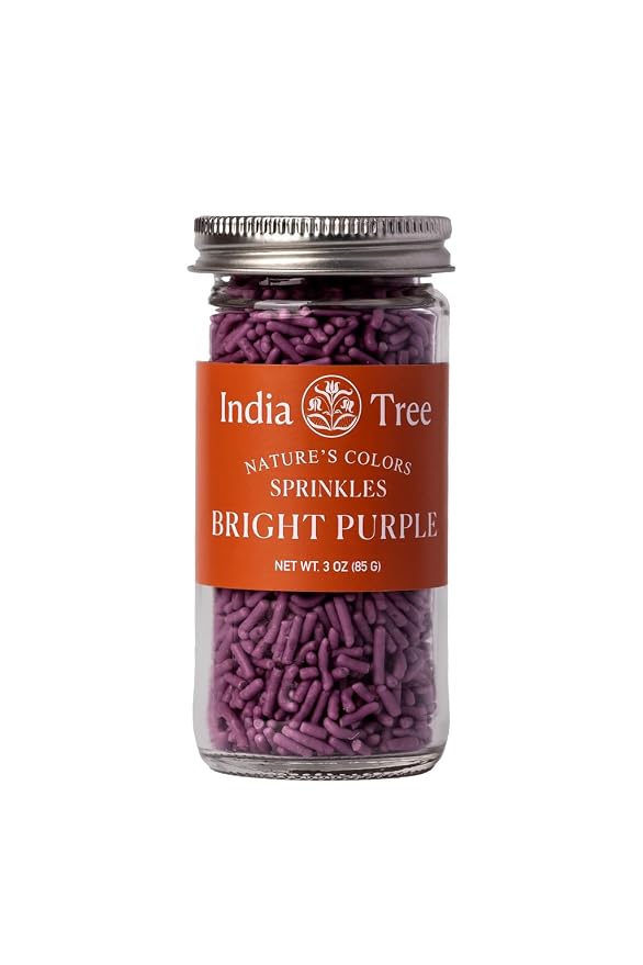 Bright Purple Sprinkles – Vegan, Non‑GMO, Dye‑Free, Allergen‑Free, 3 oz Jar – India Tree Nature’s Colors
