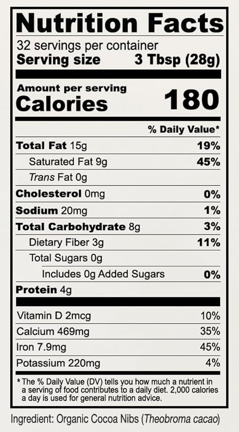 Anthony's Organic Cacao Cocoa Nibs, 2 lb, Criollo Beans, Gluten Free, Non-GMO, Unsweetened