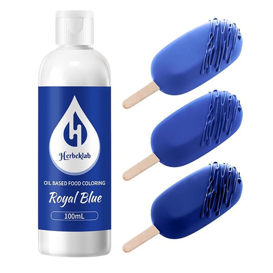 Royal Blue Oil Based Food Coloring for Chocolate – Herbeklab 100ml Professional Concentrated Oil Food Dye for Candy Melts, Chocolate, Cake Pops, Strawberries & Baking