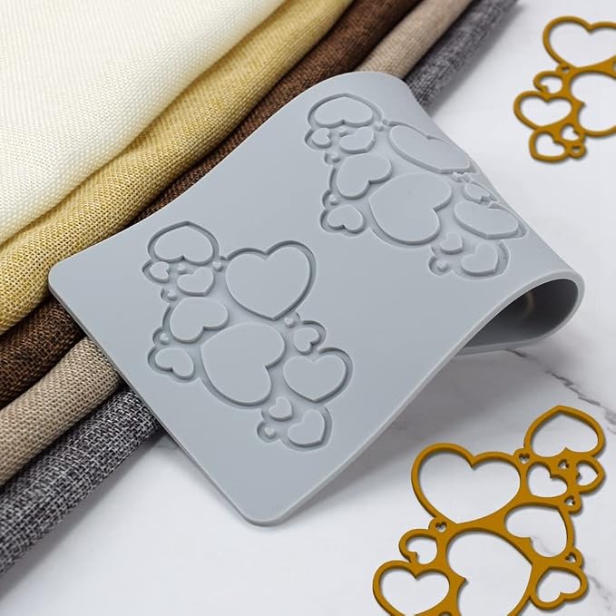 TUKE 3D Leaves Silicone Molds Flower Cake Fondant Mat Bee Leaf Pastry Moulds Rose Impression Chocolate Hollow Lace Mold (Love_8.8x4.6x0.12inch_D)