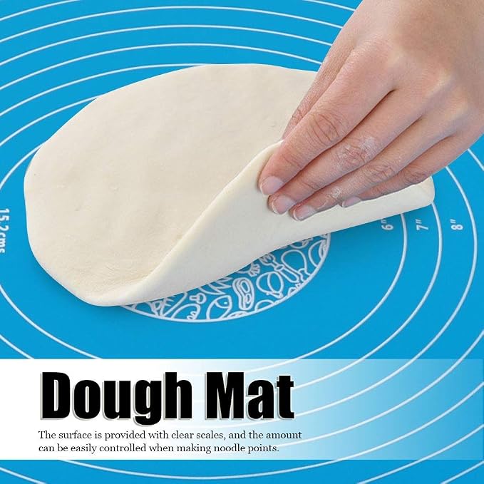 Silicone Dough Mat, Professional Non-Slip Pastry Mat for Baking, Extra Large Heat Resistant Countertop Protector, Portable Reusable Fondant & Pizza Rolling Mat