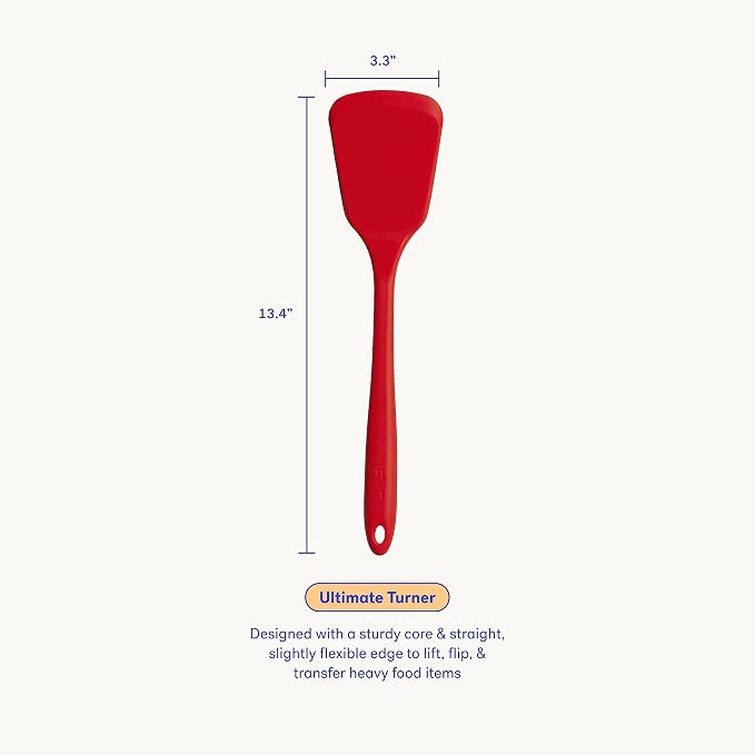 GIR: Get It Right Silicone Kitchen Spatula Turner - Non-Toxic Cooking Utensils for Nonstick Cookware, Cooking and Baking, Ultimate Turner - 13IN - Red