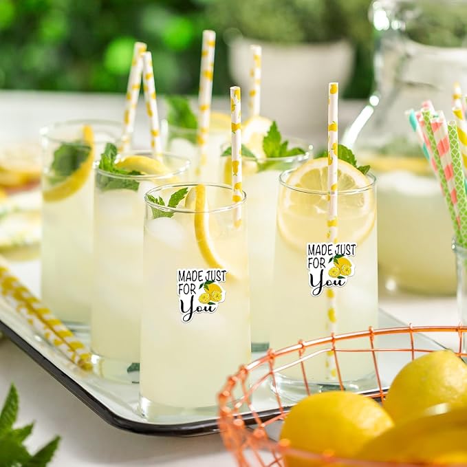 Made Just for You Lemon Funny Small Business Lemon Stickers,Cute Lemonade Stickers for Cups,Lemonade Stand Supplies Paster 500 PCS