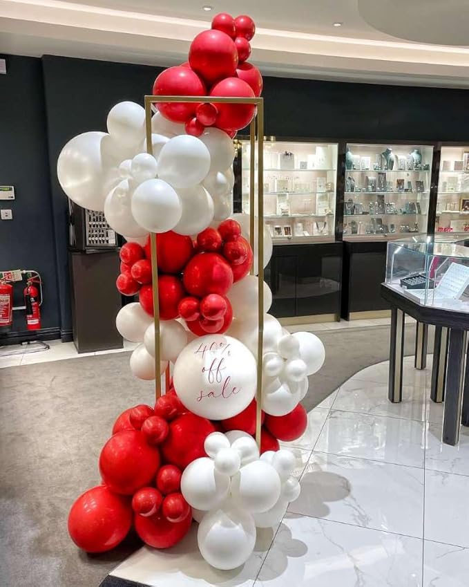 Red and White Balloon Garland Arch kit 153pcs with Star - 22 18 12 10 5in Different Size Red White Confetti Latex Balloons for Christmas Wedding Valentine's Day Birthday Party Decorations