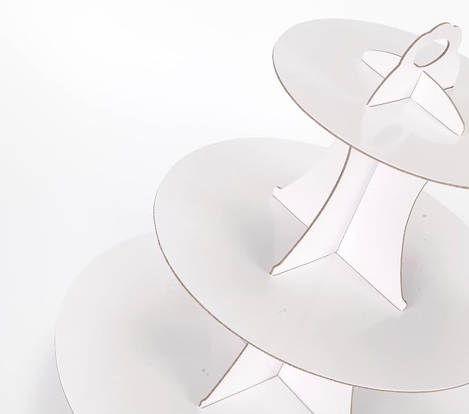 YLDW Cupcake Stand 2Pcs, 3-Tier Cupcake Stand Display, Cardboard Cup Cake Tower Stand, Disposable Dessert Stand for Birthday Tea Party Baby Shower Treat Decorations, White