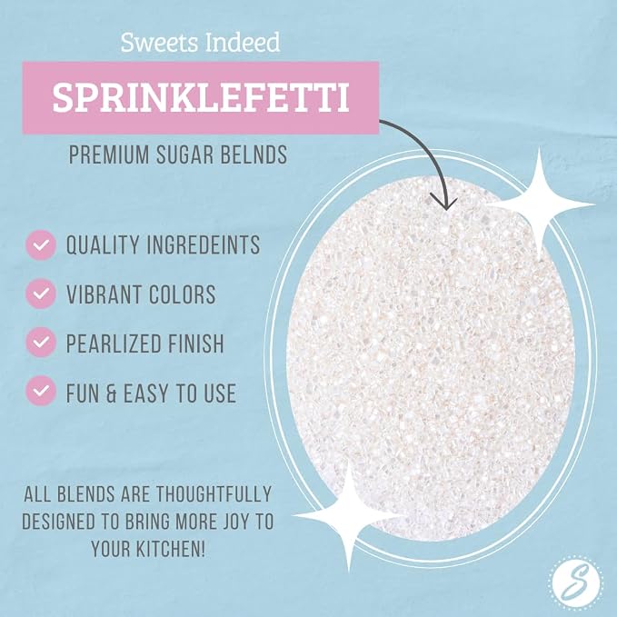 Sweets Indeed White Decorating Sugar – White Sanding Sugar Crystals for Baking & Decorating Cupcakes, Cookies, Cakes & Desserts – Wedding, Holiday & Party Topping – 5.11 ounces