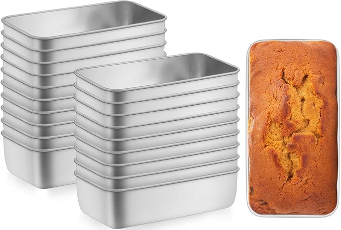 Leonyo 20 Pack 9x5IN Loaf Pans for Baking Bread, 9x5IN Stainless Steel Loaf Pans Set for Homemade Bread, Meatloaf, Bananas, Brownies, Lasagnas, Dishwasher Oven Safe