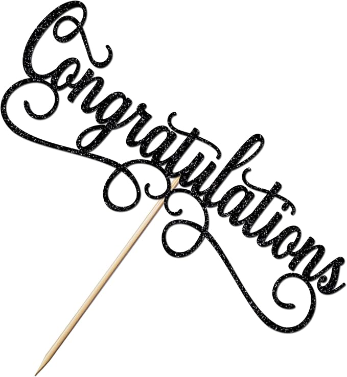 Congratulations Cake Topper, Class of 2026 Cake Topper, Congrats Grad Party Decorations Supplies, High School Graduation/College Graduate Party Decoration Supplies (Black)