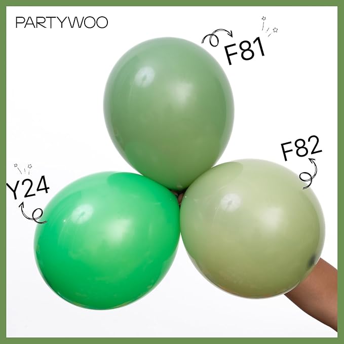 PartyWoo Pink and Green Balloon Arch Kit Garland 140pcs Different Sizes of 18 12 10 5 Inch Metallic Gold Baby Pink Sage Green Sand White Nude Gold Confetti Balloons for Birthday Party Decorations