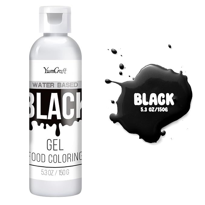 Food Coloring Gel - Vibrant Color Gel Food Coloring for Cake Decorating, Baking, Easter Egg, Icing - Tasteless Food Color Dye for Fondant, Cooking, Airbrush (Black, 5.3oz)