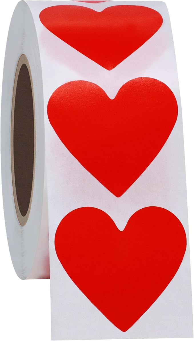 Hybsk 1000pcs Red Heart Stickers 30mm Love Stickers for Crafting Scrapbooking (Red)