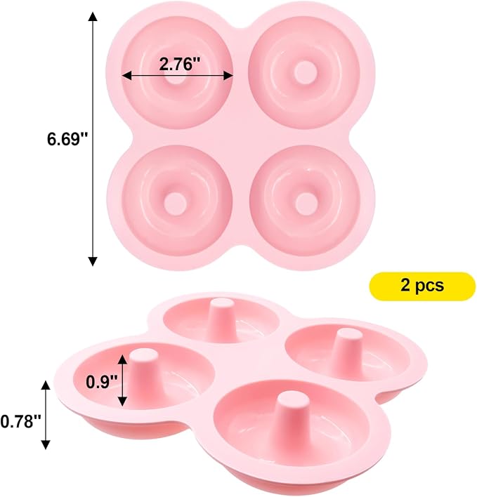 2 Pcs Air Fryer Donut Mold,Donut Pan,Reusable Donut Molds, Silicone doughnut mold, Cavity Non-Stick Bagel Pan,Air Fryer Accessories, Donut Pan for Baking
