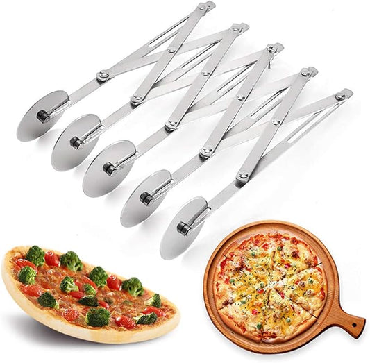 5 Wheel Pastry Cutter, Stainless Pizza Slicer, Expandable Pizza Slicer Multi-Round Pastry Knife Baking Cutter Roller Cookie Dough Cutter Divider