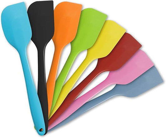 8 Piece Heat Resistant Silicone Spatula Set | Non Stick Rubber Spatula Kitchen Utensils for Cooking,Baking,and Mixing,Multicolor