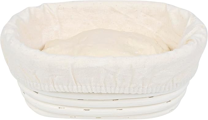 Restaurantware Bread Proofing Baskets 6 Inch Oval Pack of 10 Rattan Dough Fermentation Baskets With Cotton Liners, Oval Banneton Bread Rising Bowls For Home, Commercial, Artisanal Baking