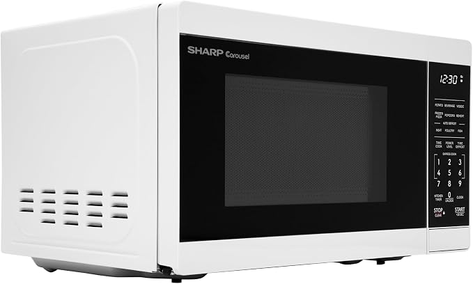 SHARP Compact Countertop Microwave Oven with Removable 10" Carousel Turntable, 700 Watt, 0.7 Cubic Feet, White