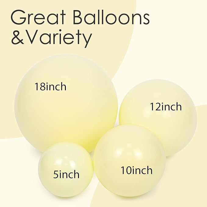 120pcs Pastel Yellow Balloons Different Sizes 18 12 10 5 inch Light Yellow Balloon Arch Kit for Gender Reveal Baby Shower Birthday Party Decorations
