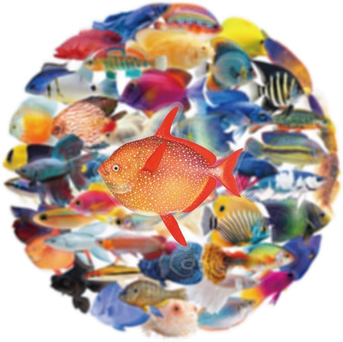 50Pcs Transparent Fish Stickers