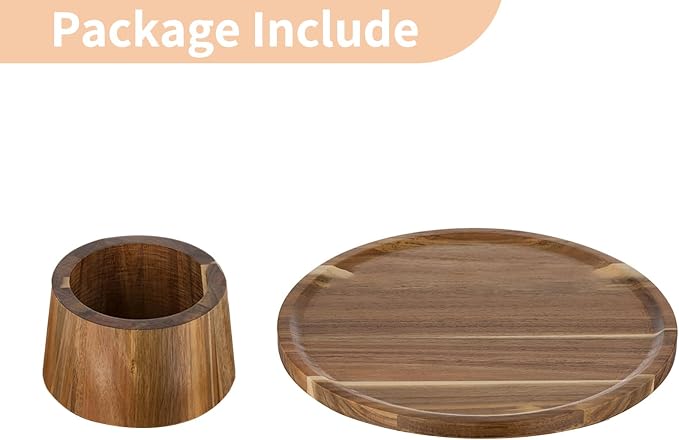 NUPTIO Wooden Rustic Cake Stand: 9.5" Round Cake Pedestal Holder 4 in 1 Vintage Cupcake Stand Serving Tray Dessert Display Plate for Wedding Halloween Christmas Easter Birthday Party - 8 Inch Cake