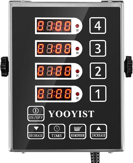 Precision Kitchen Timers for Cooking – 4 Channel Commercial Kitchen Timer Restaurant Kitchen Supplies – Stainless Steel Digital LED Chef Cooking Timer – Reminder Function, Loud Alarm, Grey