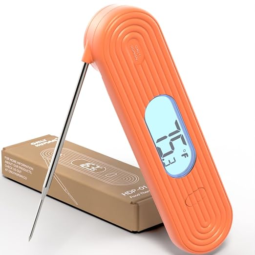 ONLY HUMAN HDP-01 Digital Instant Read Meat Thermometer, High Accuracy Food Cooking Thermometer with Ultra Bright Backlight Display (Coral Pink)