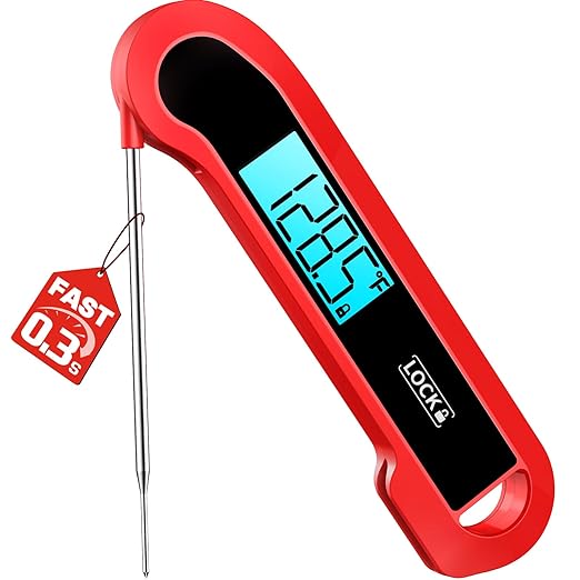 0.3 Sec Instant Read Meat Thermometer Digital for Cooking, ±0.5℉ Precision, Food Thermometer for Grilling, Air Fryer, Smoker, Candy, BBQ Essentials, Kitchen Gadgets, Gift for Dad Him Men, Red