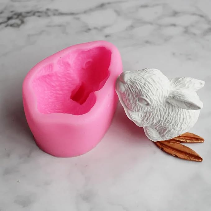 Silicone Mold Kit,3D Rabbit Modeling Silicone Mold Fondant Cake Decorations Christmas Ornaments Easter Rabbit Candle Soap Mould 7x5x4.5cm
