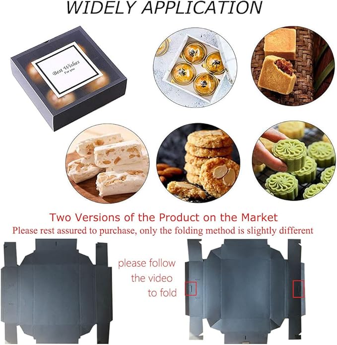 15 Packs Cupcake Boxes with Inserts and Display Windows,Food Grade Paper Treats Gift Boxes,Cupcake Containers for Baking Pastries Goodies Biscuits(4 Lattices)