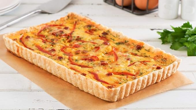 IELEK Rectangular Tart Pie Pan Flan Quiche Cheese Molds with Removeable Release Bottom Fluted - 12.8 x 8.5 Inch