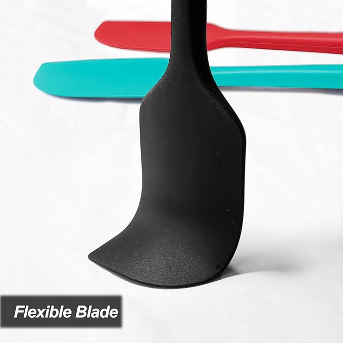 Silicone Spatula for Kitchen, 600°F Heat resistant Spatulas for Baking, Cooking, Scraping,and Mixing, Non Stick Kitchen Utensils, BPA Free, 11.2 IN, 3 Pack, Black