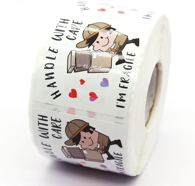Handle with Care Stickers for Shipping,Fragile Sticker for Shipping 500 Labels Per Roll