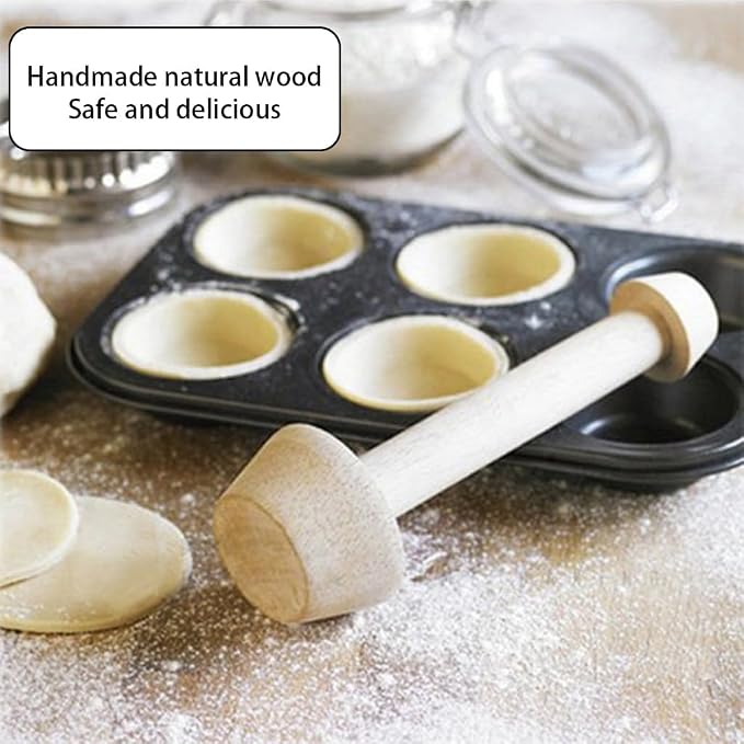 Wooden Tart Tamper Set Double-Side Egg Tarts Tamper Pastry Tools with Brush, DIY Cake Pastry Tool for Mini Egg Tart Cheesecakes Dessert Baking
