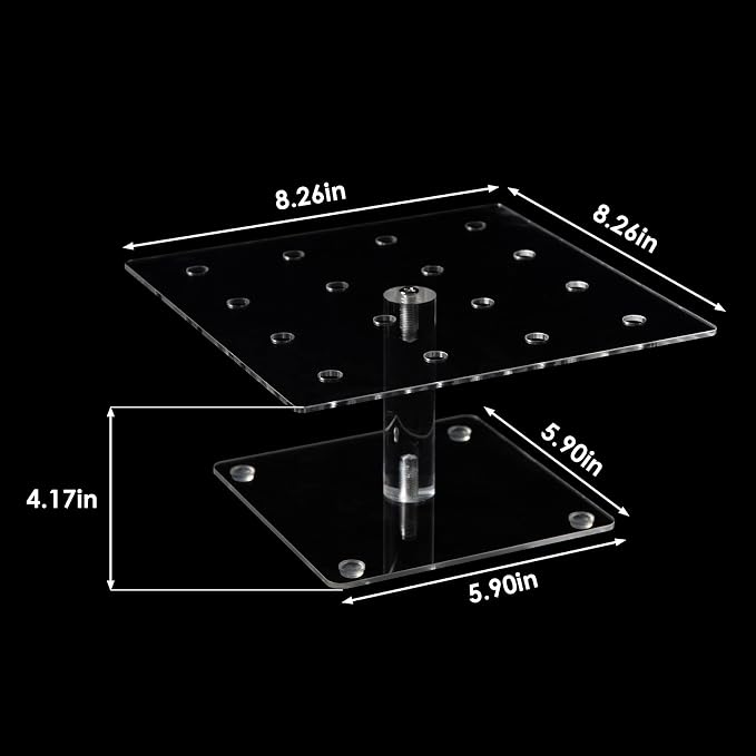 Clear Acrylic 16 Holes Push Pop Cake Stand Shooter Stand for party, wedding, bakery (7.87'' of length) (16 Hole-Square)