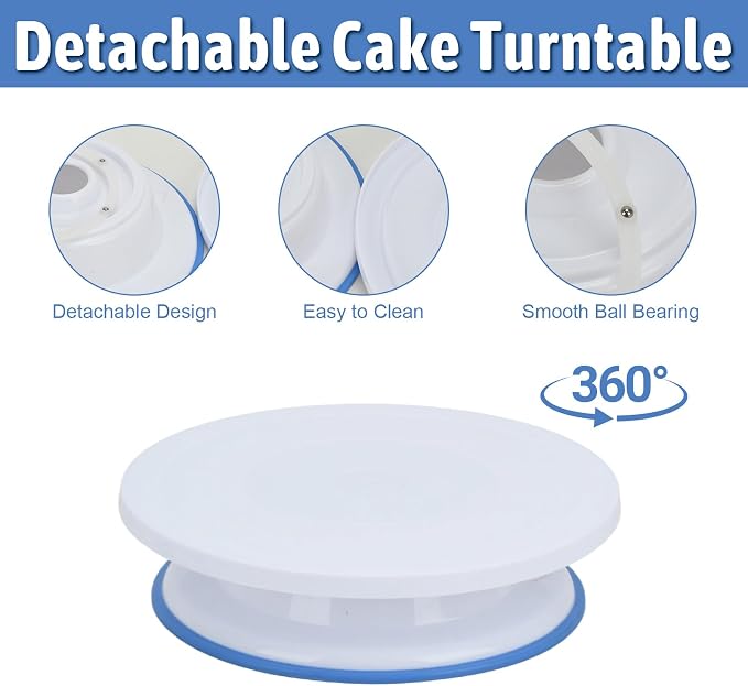 103pcs Cake Decorating Kit, Cake Decoration Tools with Cake Stand Turntable, 2 Frosting Spatulas, 48+5 Icing Tips, 20+1 Piping Bags, 12 Silicone Muffin cups, Cake Baking Supplies