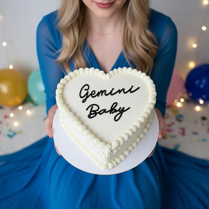 Gemini Cake Topper – Zodiac Birthday Decoration for Gemini Season, Horoscope Party Supplies for Baby or Adult Birthday (gemini baby black)