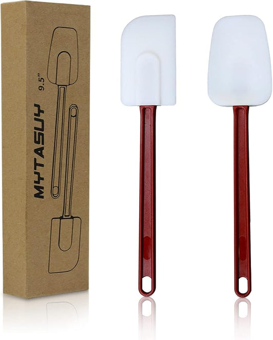 10 INCH Silicone Spatulas Heat Resistant Heavy Duty Rubber Spatulas Commercial Spatulas Set for Kitchen Use Silicone Cooking Utensils Sets of 2