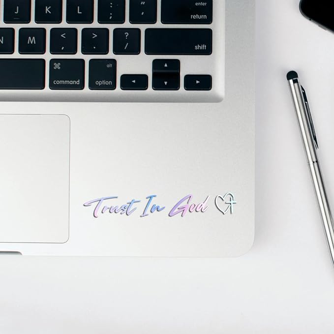 3 x Trust In God Cross Holographic Car Mirror Decal Stickers for Cars Rearview Mirror Decal for Women Cute Decals Vinyl Affirmation Stickers for Window, Mirror, Tumbler, and Water Bottle