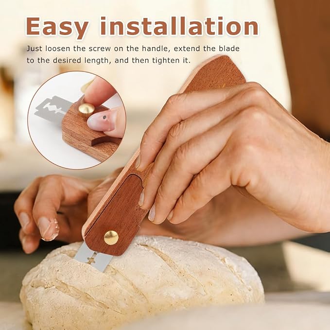 Bread Lame Dough Scoring Tool with 10 Razor Blades, Ergonomic Handle Bread Scorer Tool, Breads Knives for Homemade Sourdough Breads Bakers