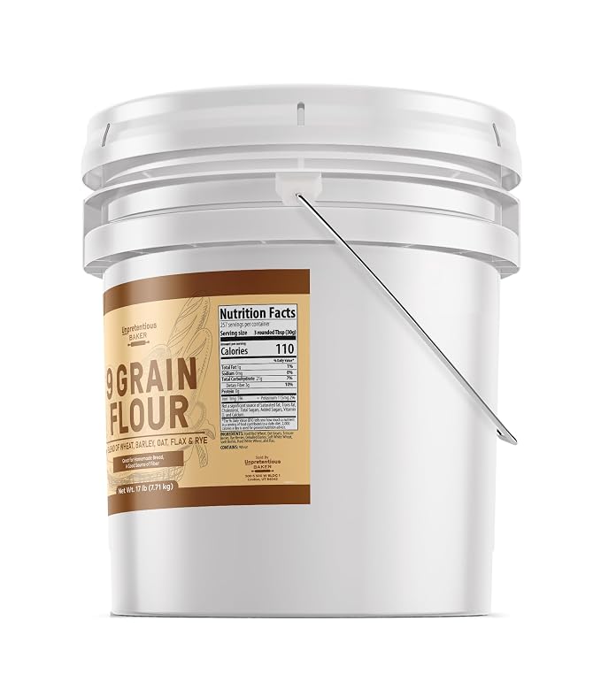 Unpretentious 9 Grain Flour, Wheat, Barley, Oat, Flax & Rye, Homemade Bread & Dough, Food Storage (272 Ounce)