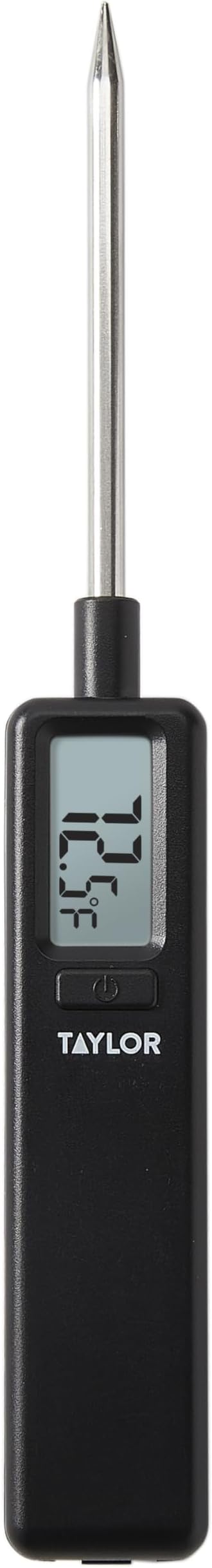 Taylor Mighty Mini Digital Meat Thermometer, Instant Read Food Thermometer for Cooking & Grilling, -40°F to 450°F Range, Compact Pocket Size with On/Off Switch, Black