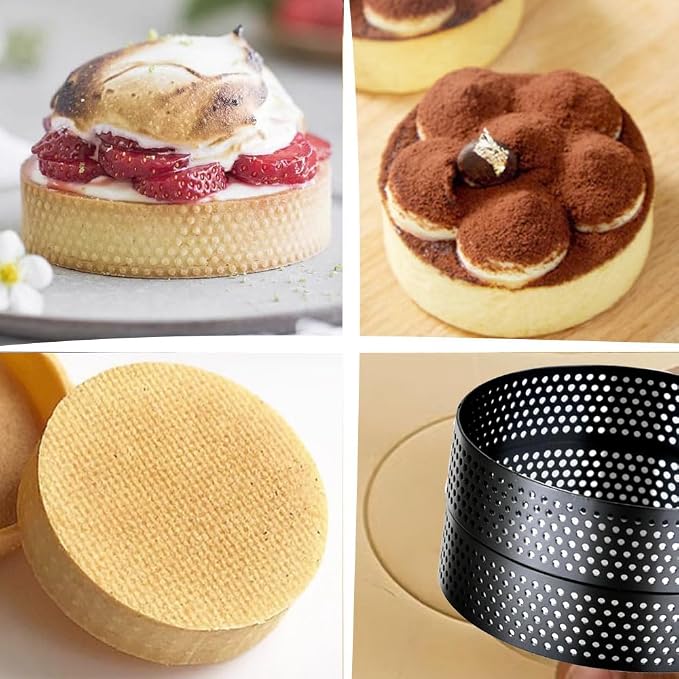 DATANYA 12Pack Perforated Tart Rings Stainless Steel 3.15 Inch Round Mousse Cake Ring Metal Pastry Mold for Baking Cooking Desserts, small fruit tartet crust 8cm