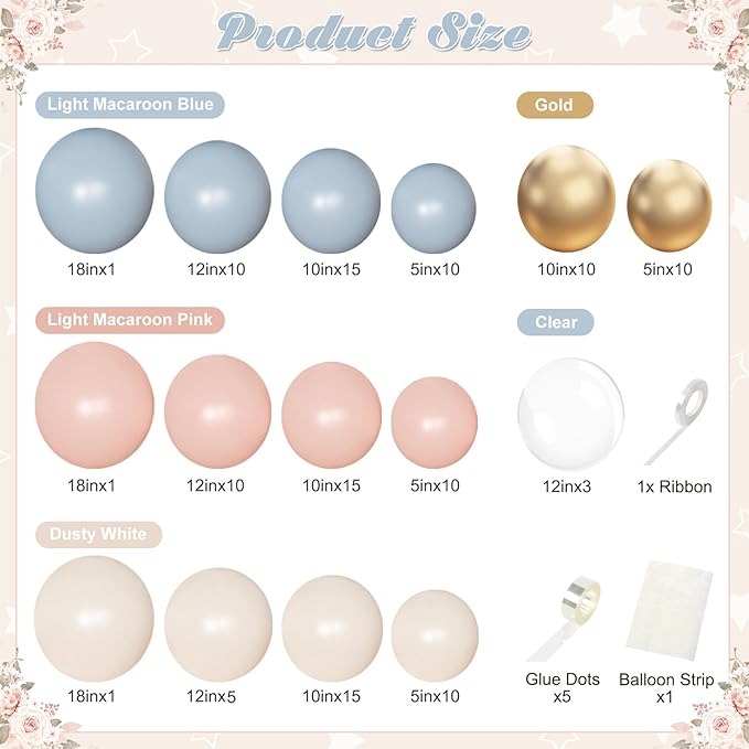 Gender Reveal Balloon Garland Arch Kit, 126Pcs Pink Blue Sand White Gold Balloons for Boy or Girl Gender Reveal Decorations Baby Shower Boho Bachelorette Wedding Birthday Party Supplies
