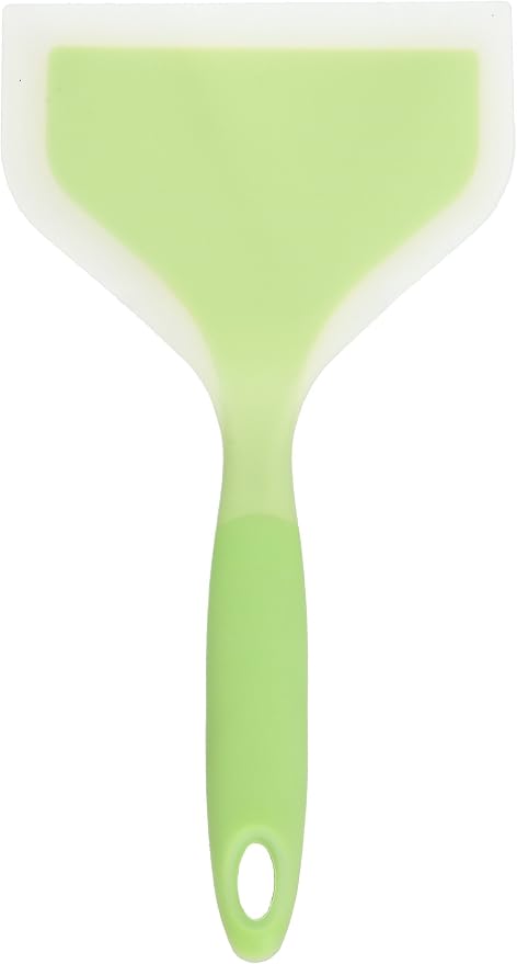 Silicone Wrapped Plastic Fish Spatula Pancakes Shovel Non-Stick Heat-Resistant Wide Flat Turner For Egg Tamales Pizza (Green)